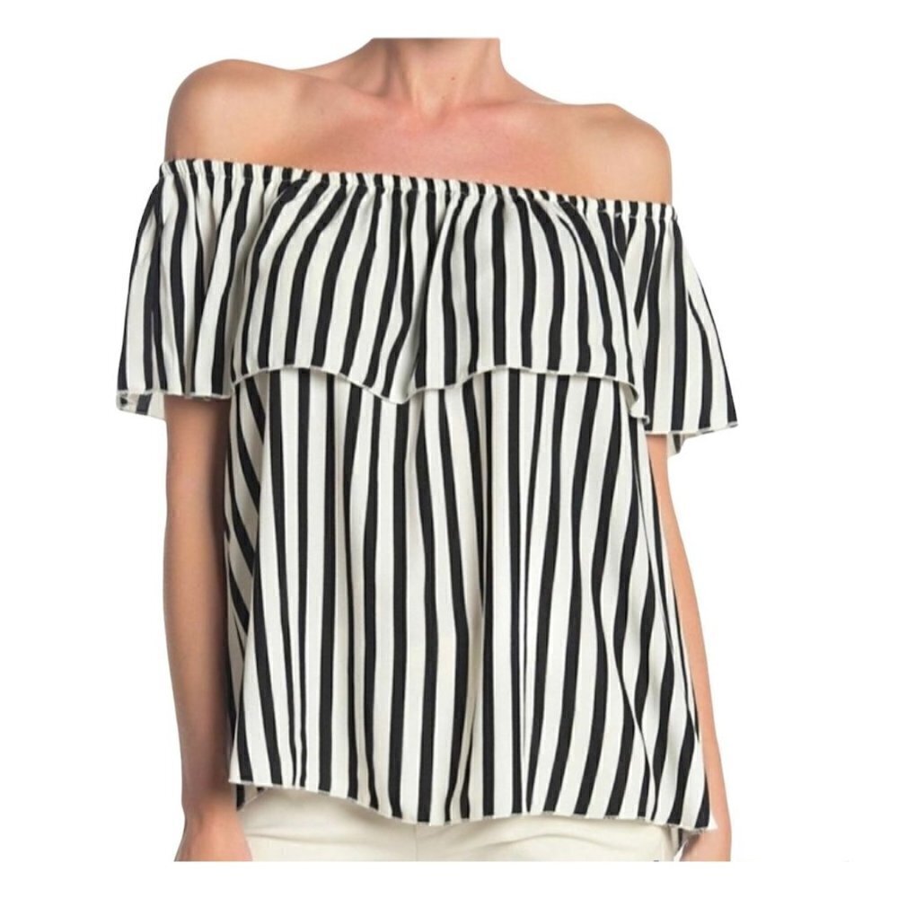 Catherine Malandrino Off Shoulder Pinstripe Top